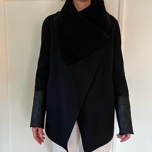 Mackage wool jacket with faux leather sleeves
